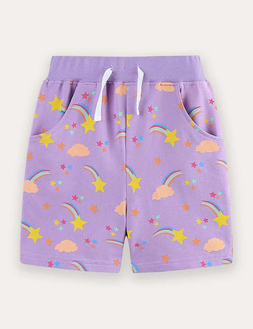 Rainbow Printed Cotton Shorts